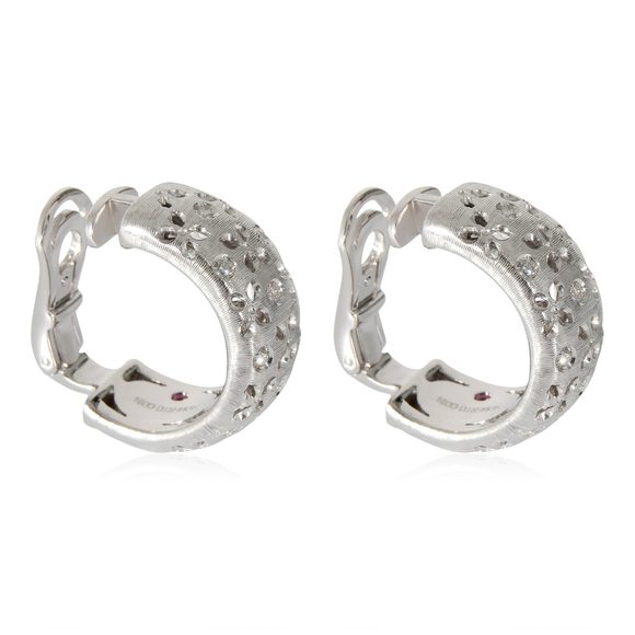 Roberto Coin Granada Clip On Hoop Earrings in 18k White Gold 3/8 Ctw - Picture 2 of 4